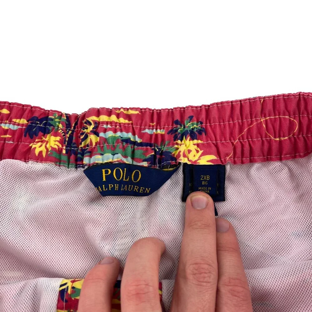 POLO RALPH LAUREN Swim Trunk Men Short Floral Fish Hawaiian Board 2X 2XB XXL 2XL